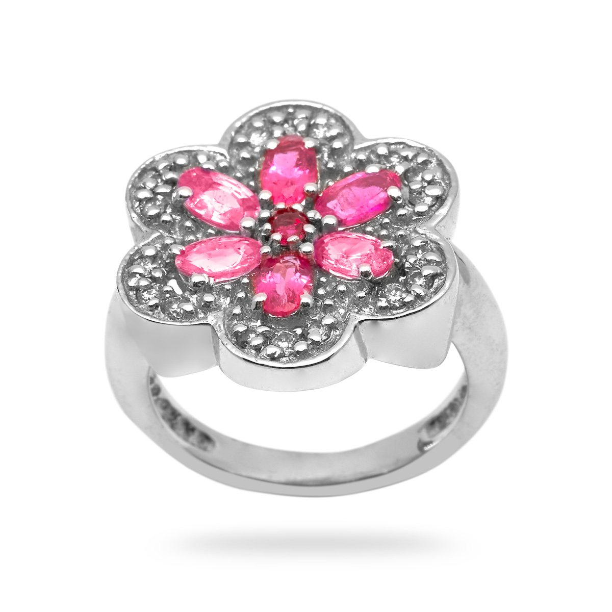 Bague tourmaline rose, diamant argent Isabella